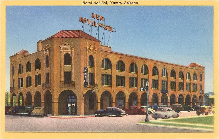 Found Image Press – Conjunto de notas por atacado – Cartão de Saudação AZ-254 Hotel del Sol, Yuma,0