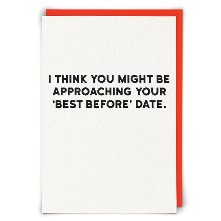 Carte de vœux à consommer de préférence avant pour la vente par Redback Cards UK