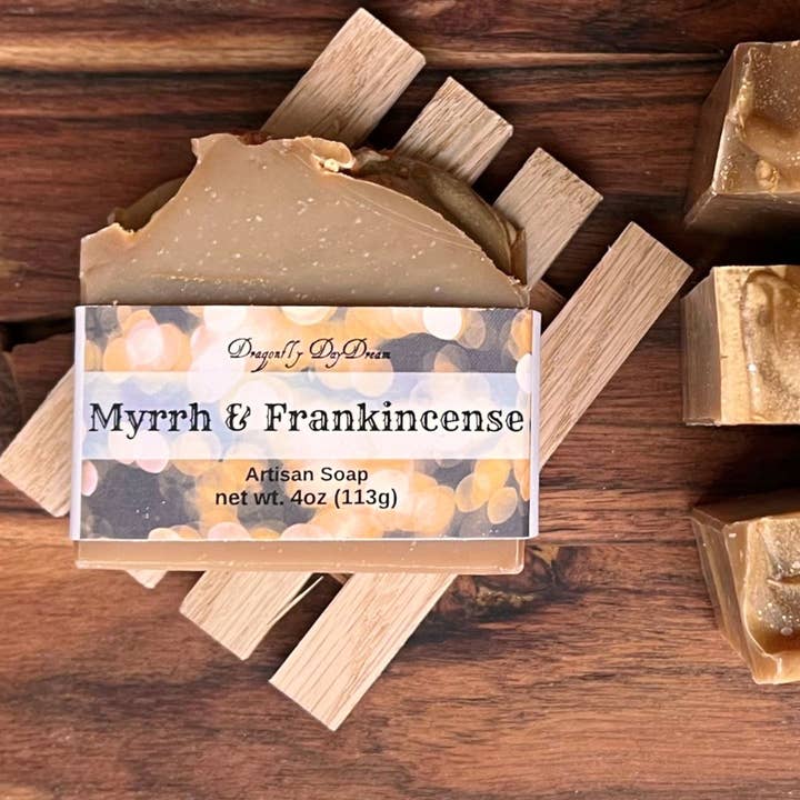 Dragonfly DayDream - Wholesale Bar Soap - MYRRH, FRANKINCENSE and Gold Artisan Soap Bar