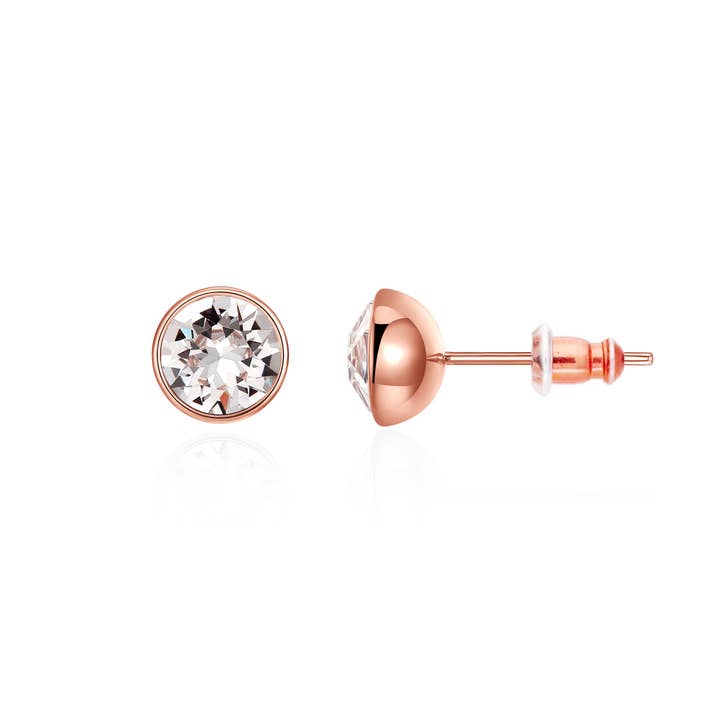 Signature Stud 1 Carat Clear Rose Gold Plated Bridal for wholesale by My Jewellery Story