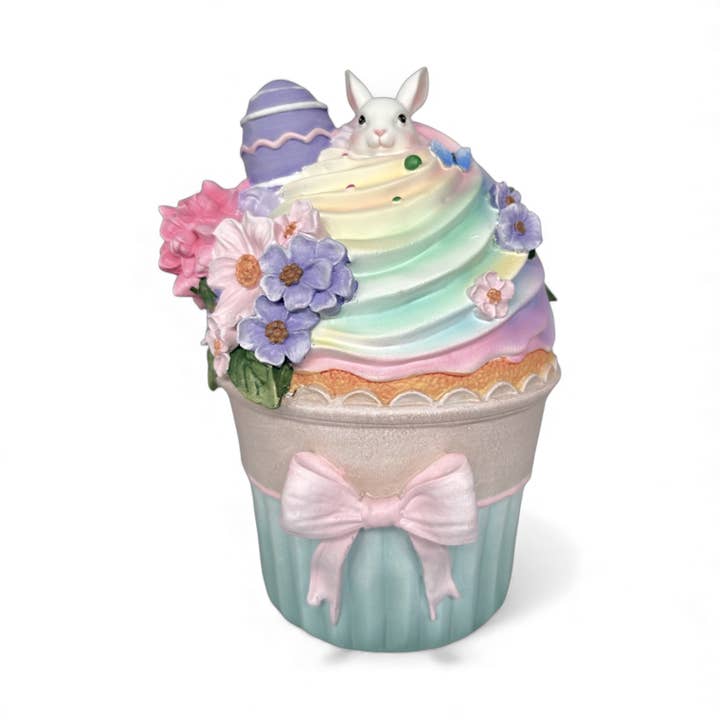 December Diamonds - Wholesale Decorative tabletop object - Spring Cupcake w/Flowers