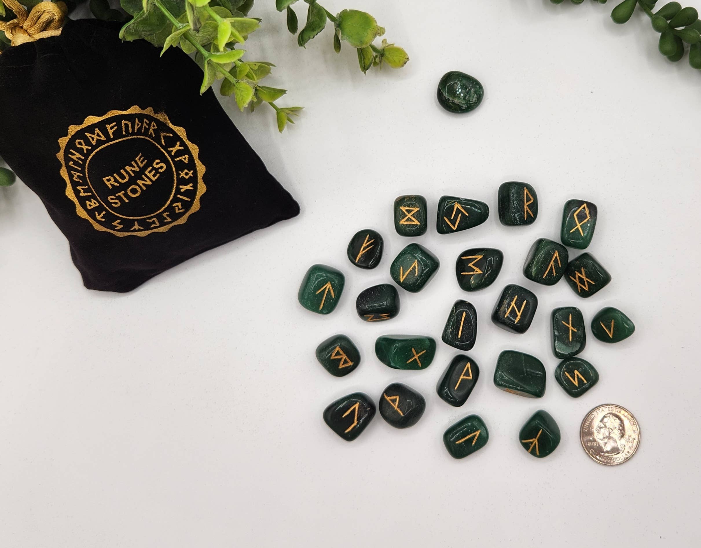 Meraki Gemstones – wholesale Andlig sten/kristall – Jade Halvädelstenar Runuppsättningar med sammetpåse 3