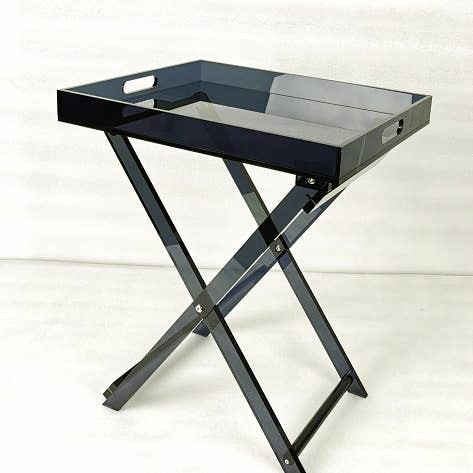 DesignStyles Home - Wholesale Side table - Smoke Acrylic Black Foldable Table with Handles0
