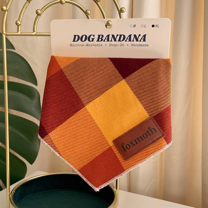FoxMoth - Vente Bandana – chien - Plaid Érable | Bandana pour Chien à Pression | Automne, Chute, Flanelle5