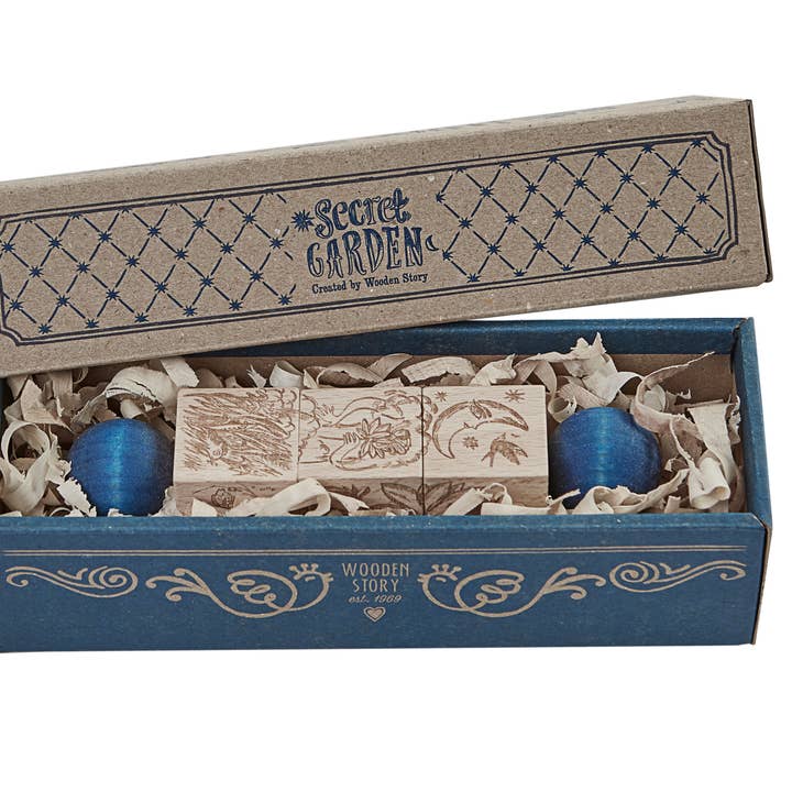 Wooden Story - Wholesale Houten speelgoed - Kinderen - Draai de blokken - Geheime Tuin - blauw