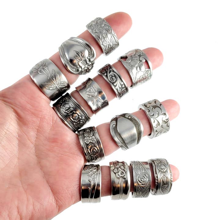 Midnight Jo - Wholesale Band/Stacked Ring - Bulk Lot of 10 Stainless Steel Spoon Rings - Ready to ship*2