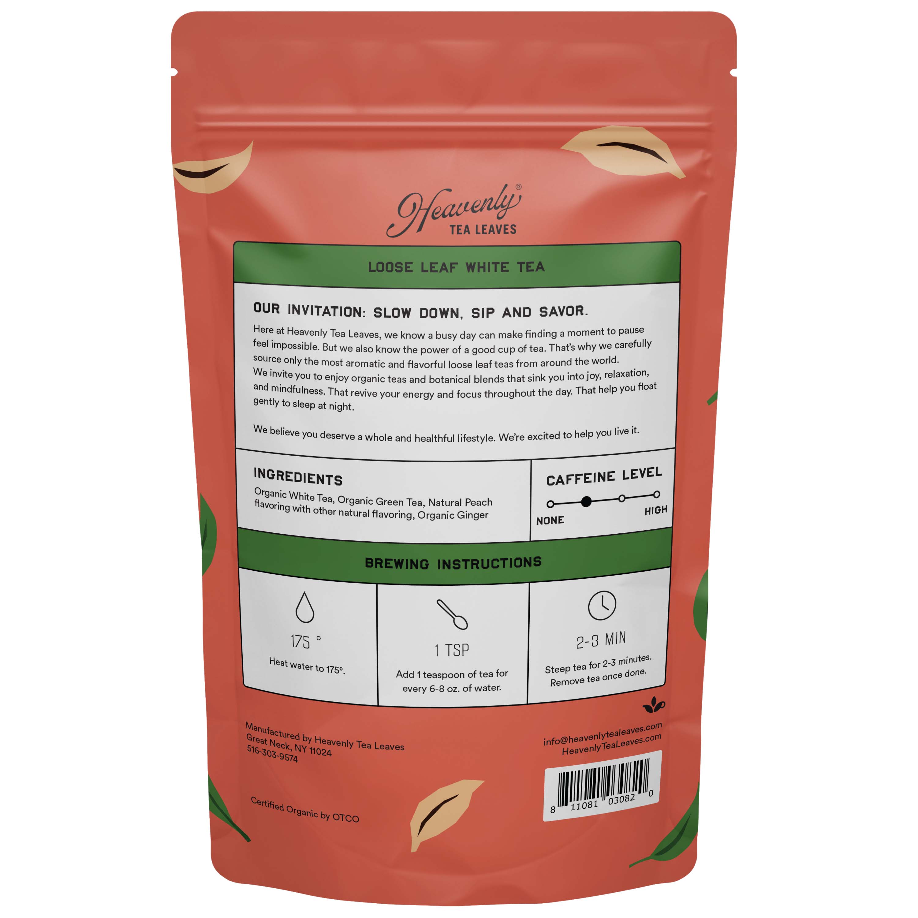 Heavenly Tea Leaves - Wholesale Loose Tea - Organic White Peach, Bulk Loose Leaf White Tea, 1 lb.1