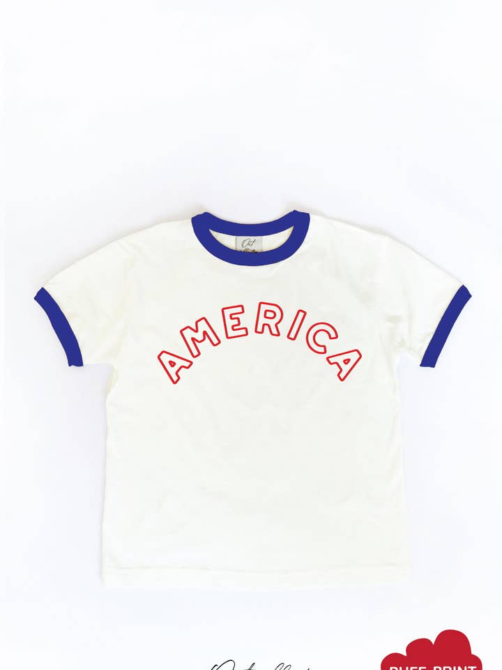 OAT COLLECTIVE – wholesale Screen-printed t-shirt – Kids – AMERICA PUFF Toddler Unisex Ringer Top