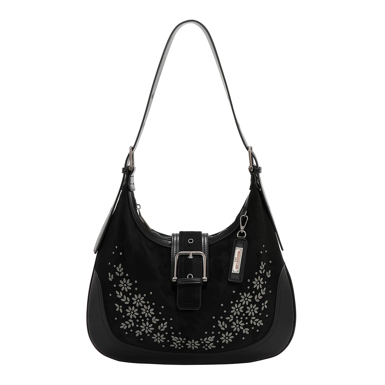 Nicole Lee USA – wholesale Shoulder bag – women's – FLORAL LEAF CRESCENT SHOULDER BAG

0
