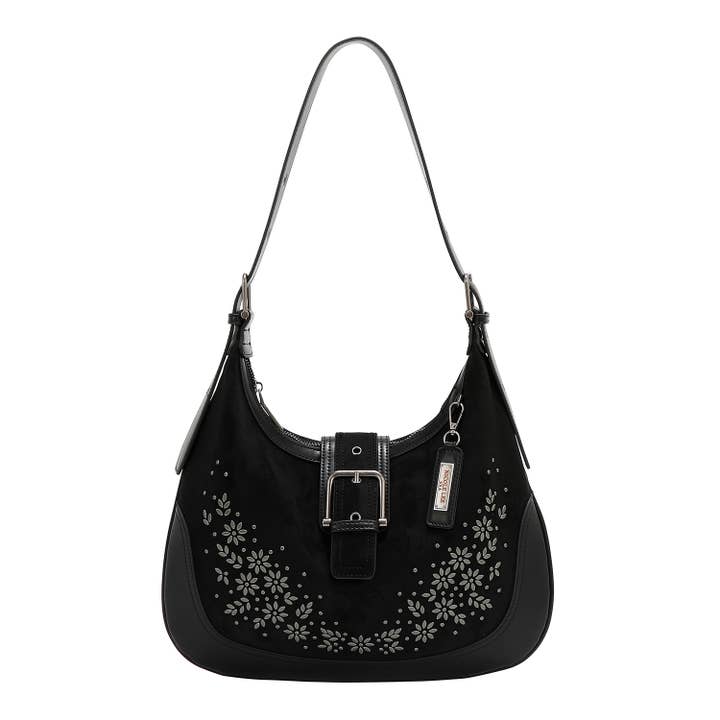 Nicole Lee USA – wholesale Shoulder bag – women's – FLORAL LEAF CRESCENT SHOULDER BAG