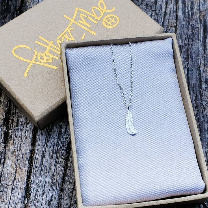 Feather Tribe - Wholesale Pendant/charm necklace - Tiny Feather Necklace1
