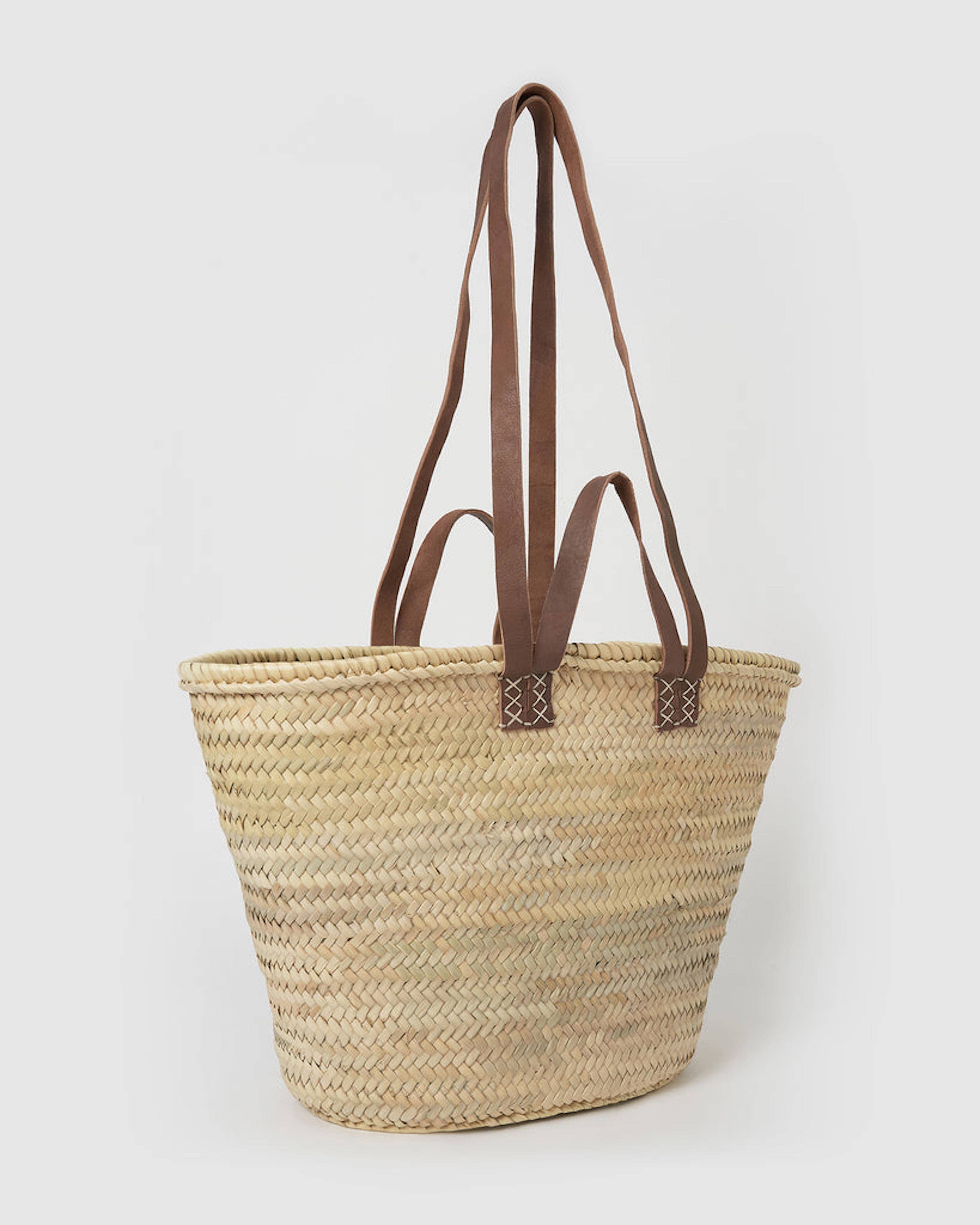 NomadWeave Ltd - Wholesale Beach Bag - French basket with double leather handles, market basket3
