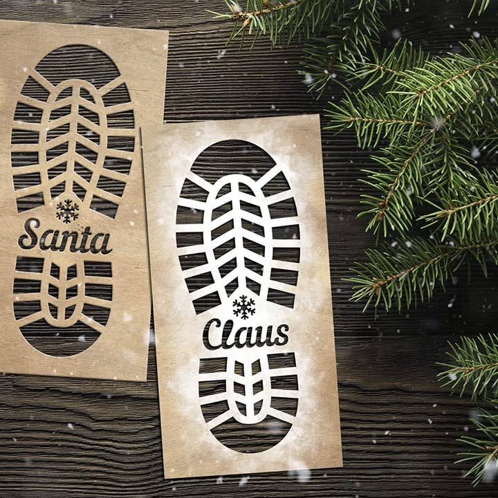 DolceCraftsCo- Santa Claus footprint, Santa footsteps, Santa HANDAMADE in the USA for wholesale by Dolce Crafts LLC