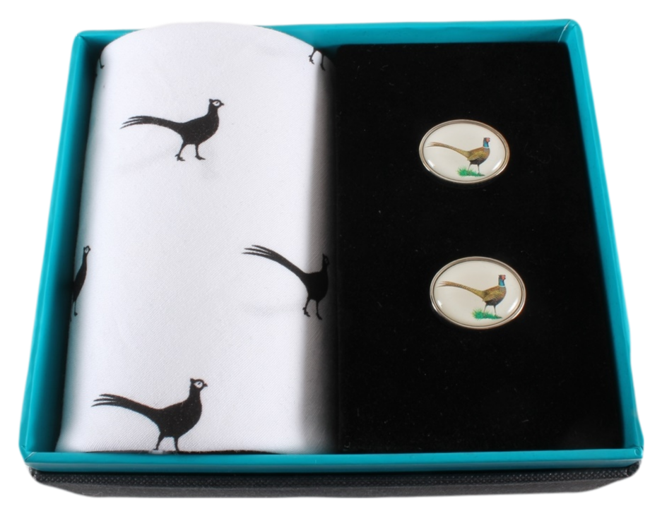 Dalaco - incorporating David Aster - Wholesale Cufflinks - Pheasant Handkerchief & Cufflink Set (Colours May Vary)1