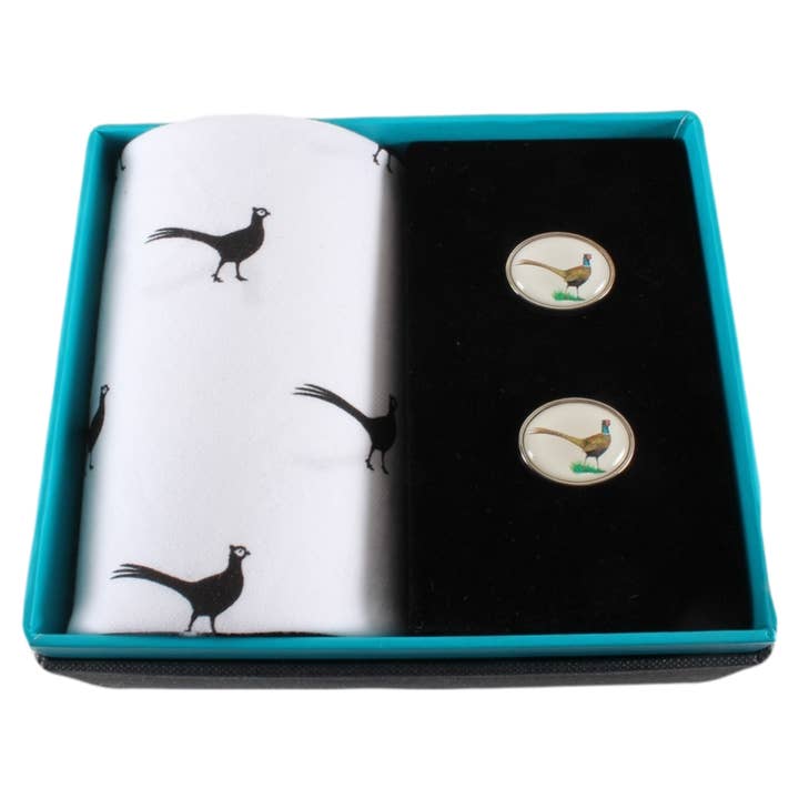 Dalaco - incorporating David Aster - Wholesale Cufflinks - Pheasant Handkerchief & Cufflink Set (Colours May Vary)1