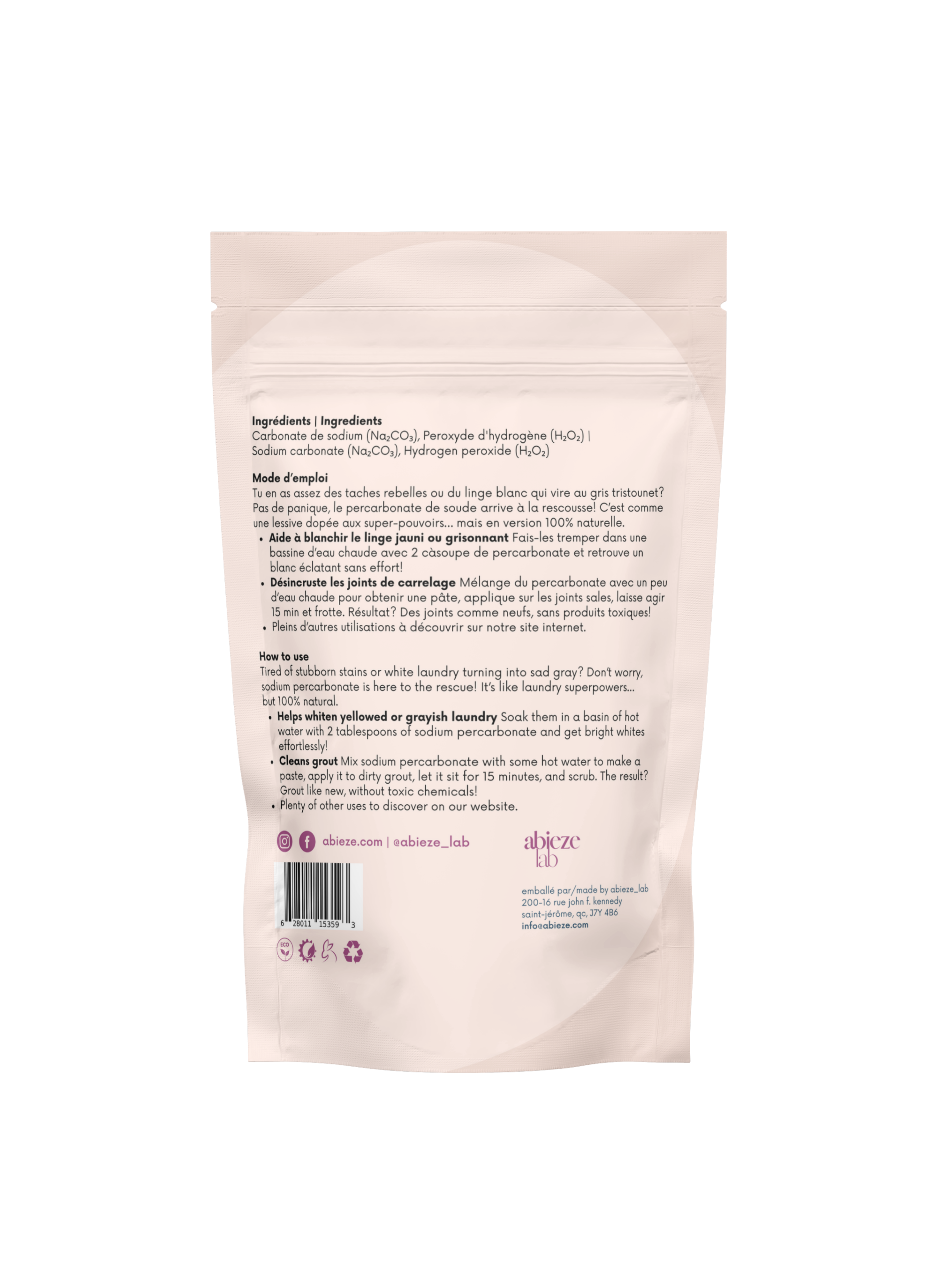 abieze laboratoires - Vente Lessives en poudre/dosettes - percarbonate de soude1