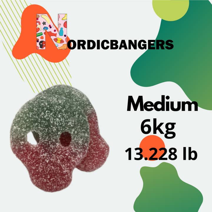 Nordicbangers - Swedish Candy Supply - Wholesale Gummy - Veggie sour melonskull 2kg/4.4 Lbs - Swedish Candy1