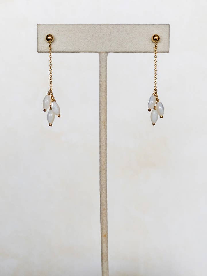 Amanda 14K gold filled & mother of pearl drop earrings for wholesale by The Loved One