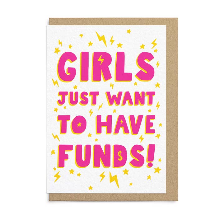 Funny New Job Card For Her - Girls Just Want To Have Funds for wholesale by Sketchy Print Co