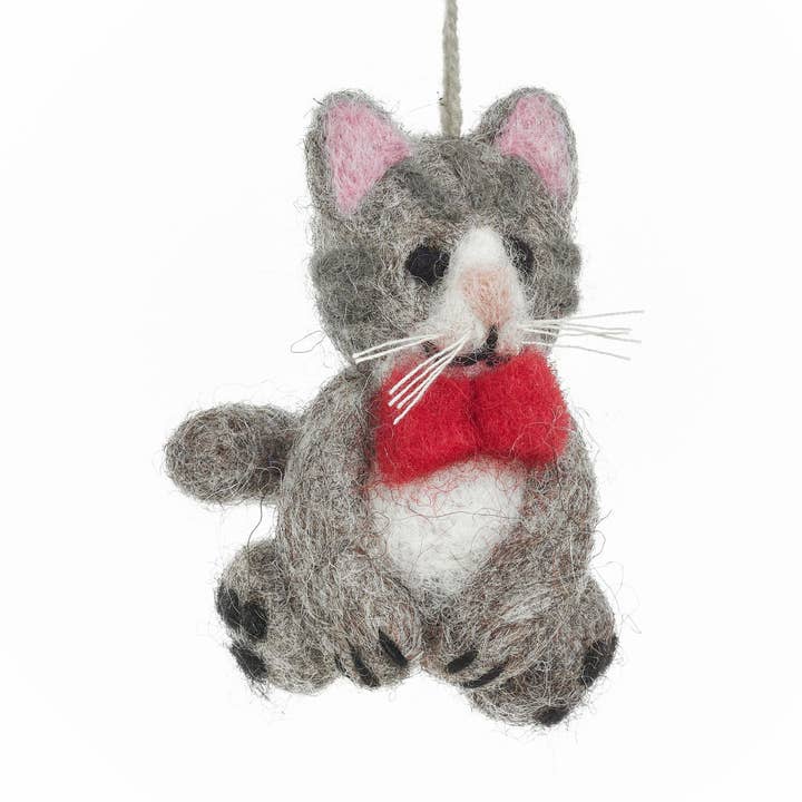 Handmade Felt Ferguson the Cat Hanging Decoration for wholesale by Felt So Good