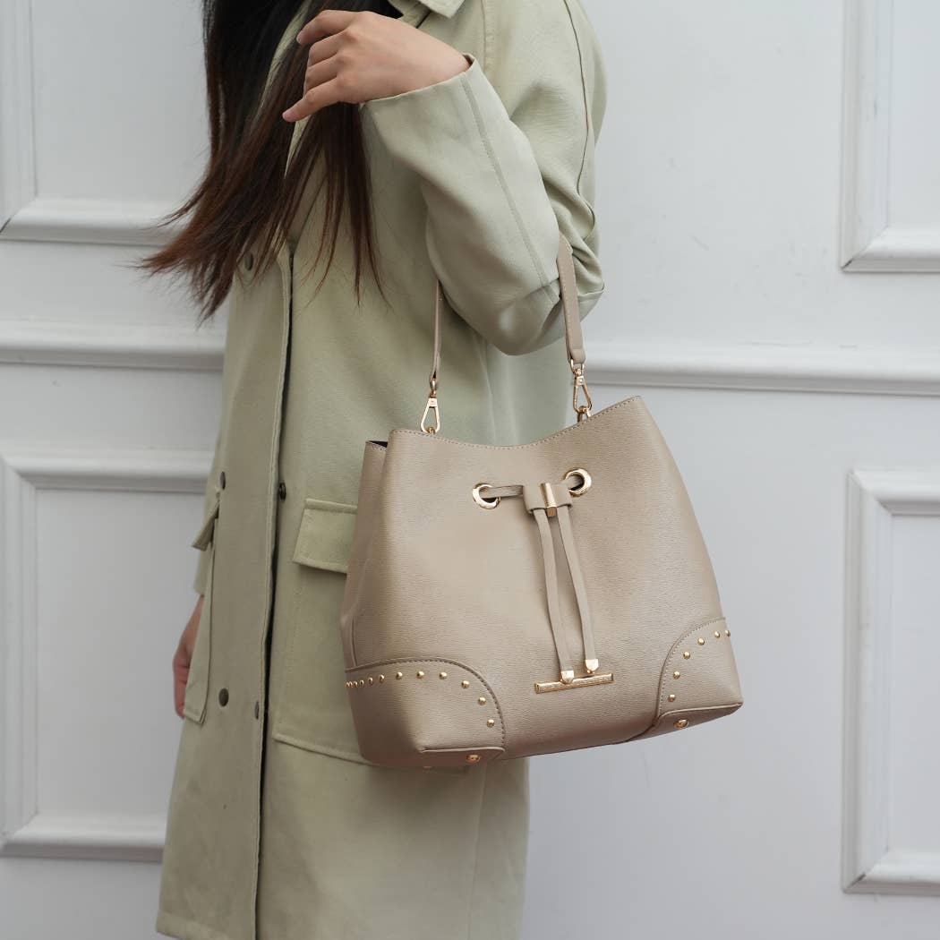 MKF Collection - Wholesale Top Handle Bag - Women's - MKF Callie Solid Bucket Handbag with matching Wallet1