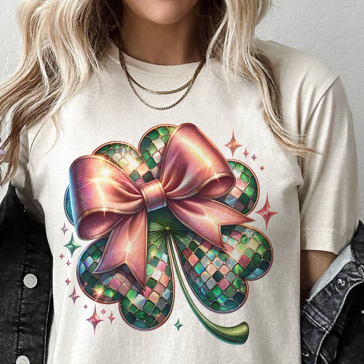 T-shirt graphique coquette trèfle disco de la Saint-Patrick pour la vente par Par.tees by Party On!