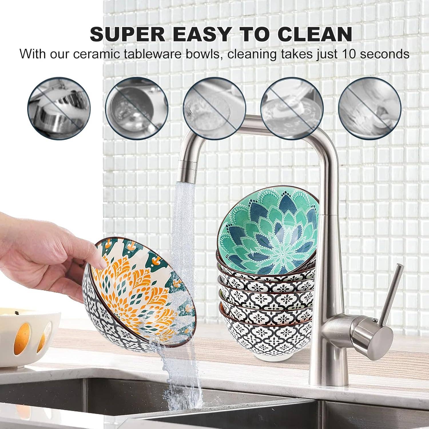 VIGOR - Wholesale Kom - Keramische rijstkommen, 10 oz Japanse stijl porseleinen dessert8