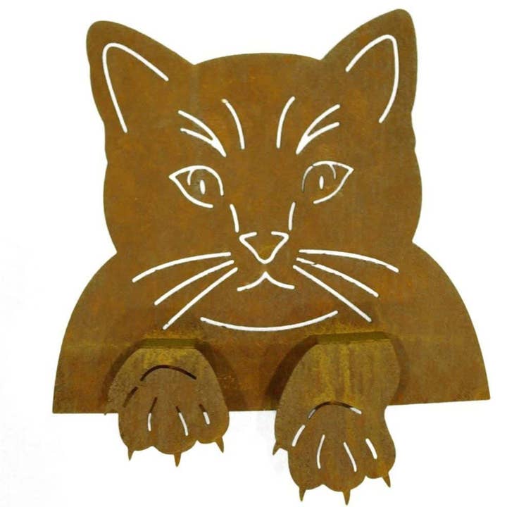 Cat fence stool decoration 23 x 21 cm | garden decoration rust figure for wholesale by Rostikal