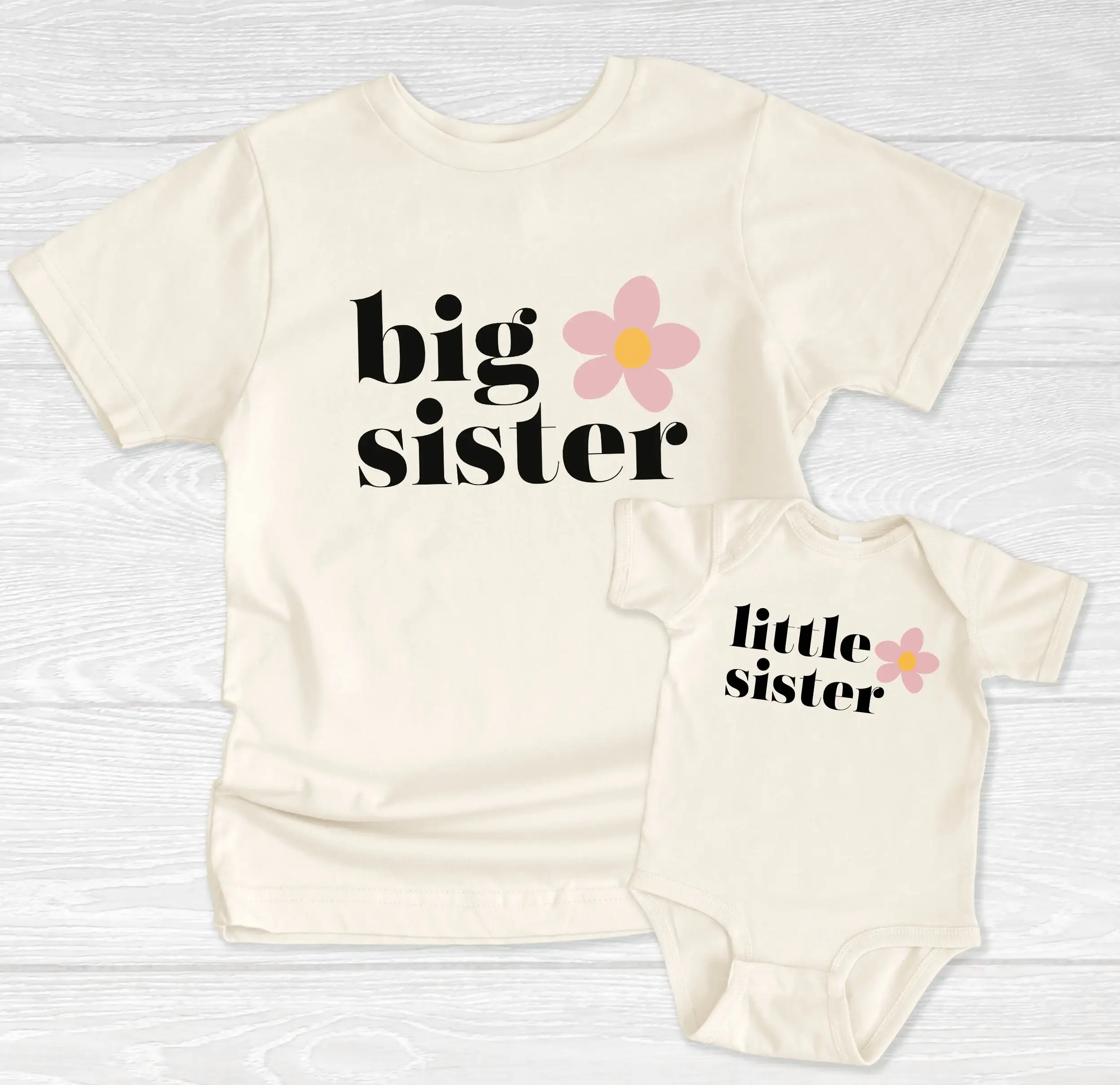Miche Custom - Wholesale Screen Printed T-Shirt - Kids - Big Sister and Brother Shirts, Flower and Airplane1