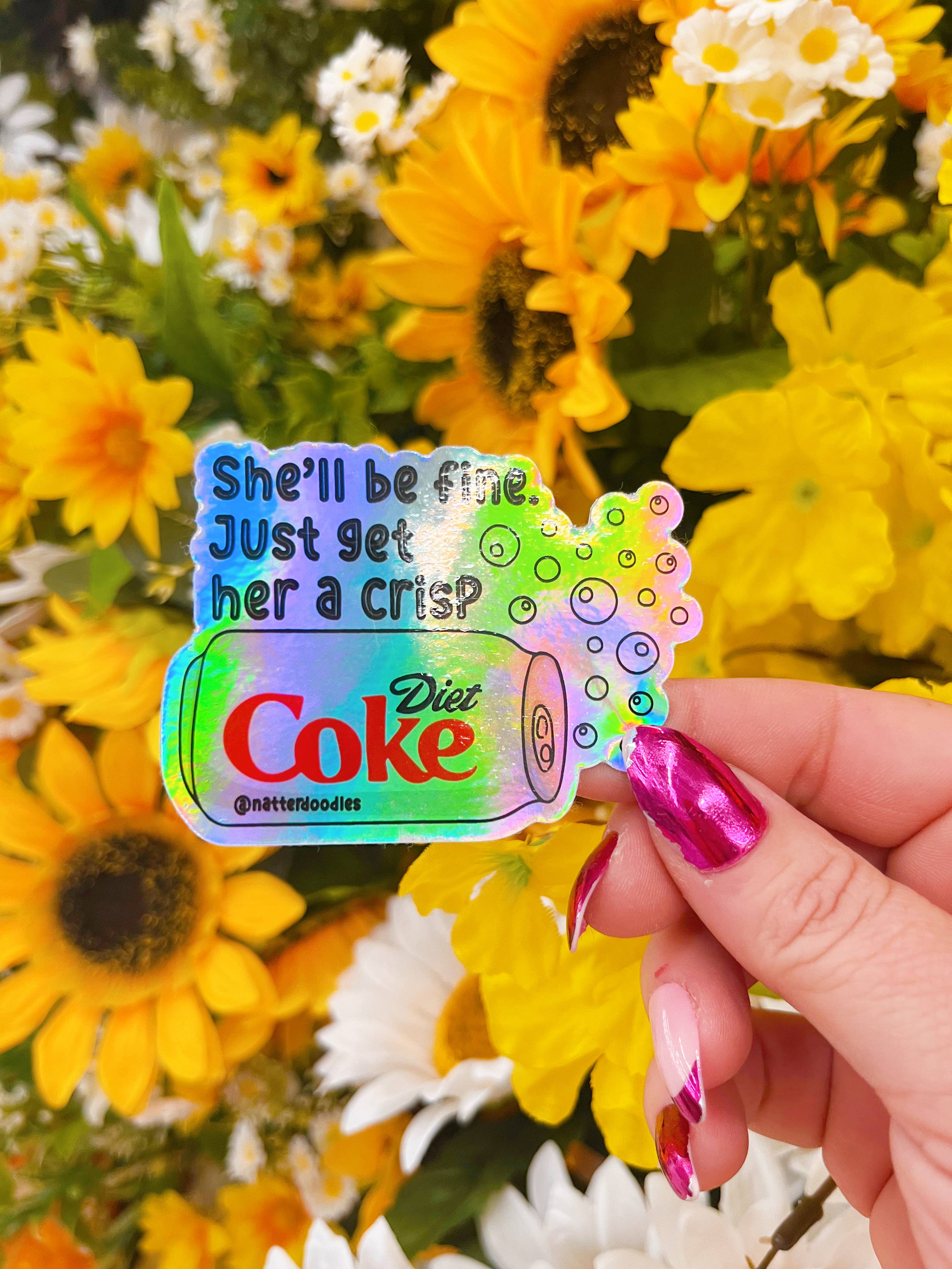 NatterDoodle - Wholesale Sticker - Get Her a Crisp Diet Coke Funny Soda Girly Bubbly Sticker1