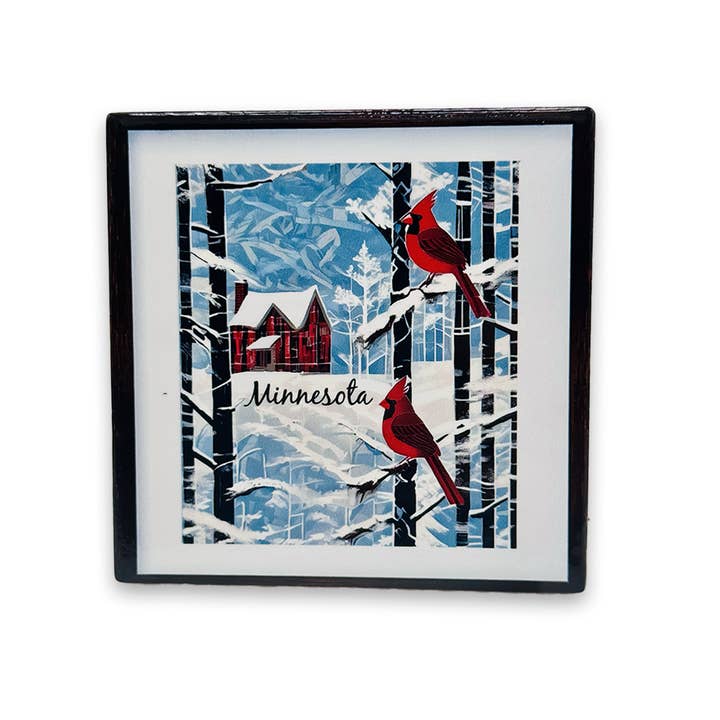 Token Atelier - Wholesale Coasters - Minnesota Winter Cozy Cardinal Square Ceramic Coaster