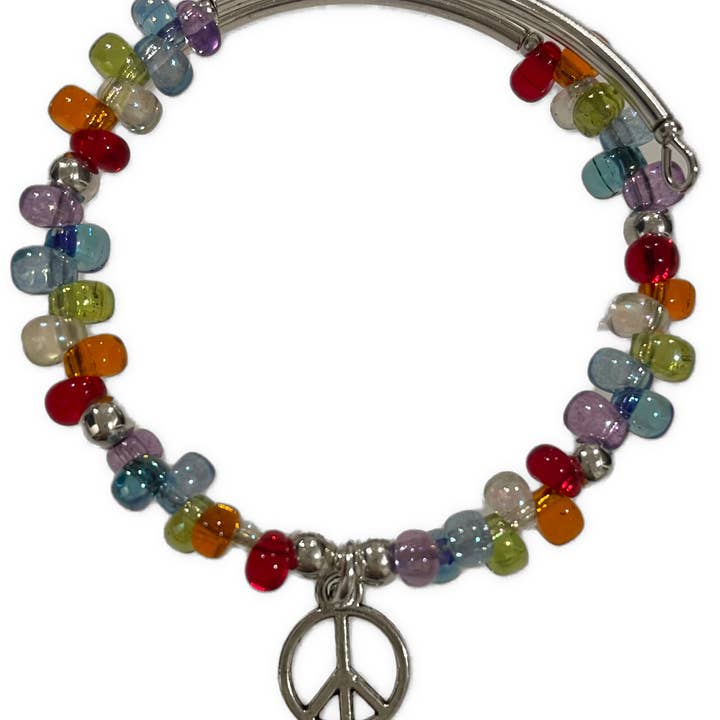Peace sign Miyuki Rainbow bracelet for wholesale by Chappy Girls