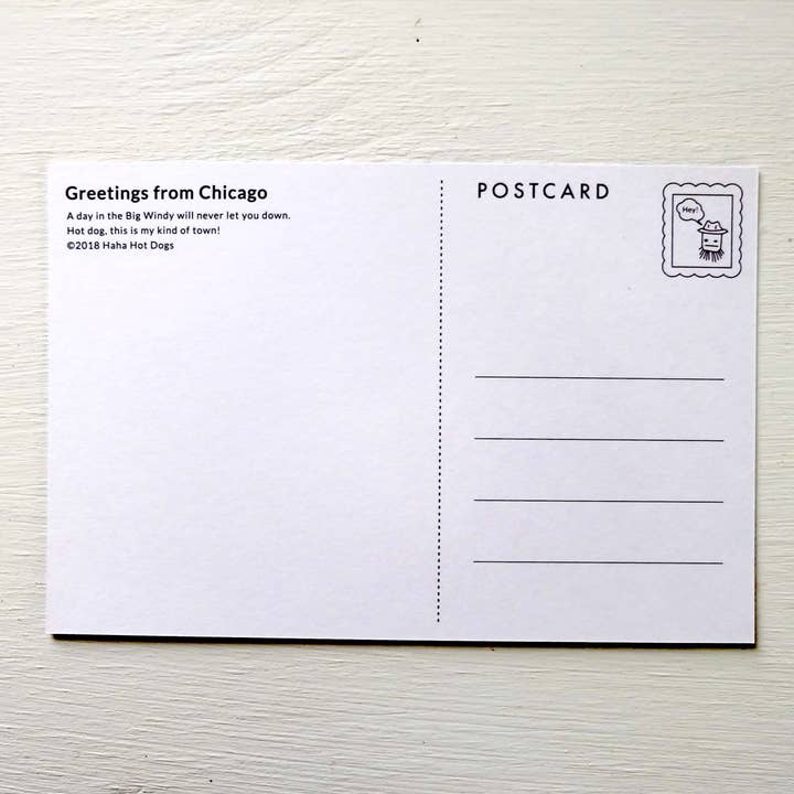 Haha Hot Dogs - Wholesale Postcard - Postcard - Chicago Bean2