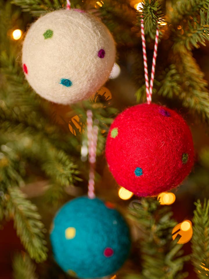 Felt Dotty Rainbow Baubles for wholesale by Namaste