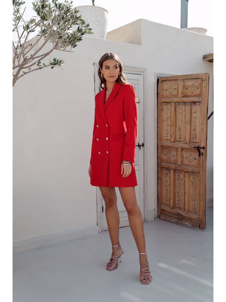 Attentif Paris – Engroshandel Jakke - Dame – Solid dobbeltradet blazer-kjole med guldfarvede knapper23