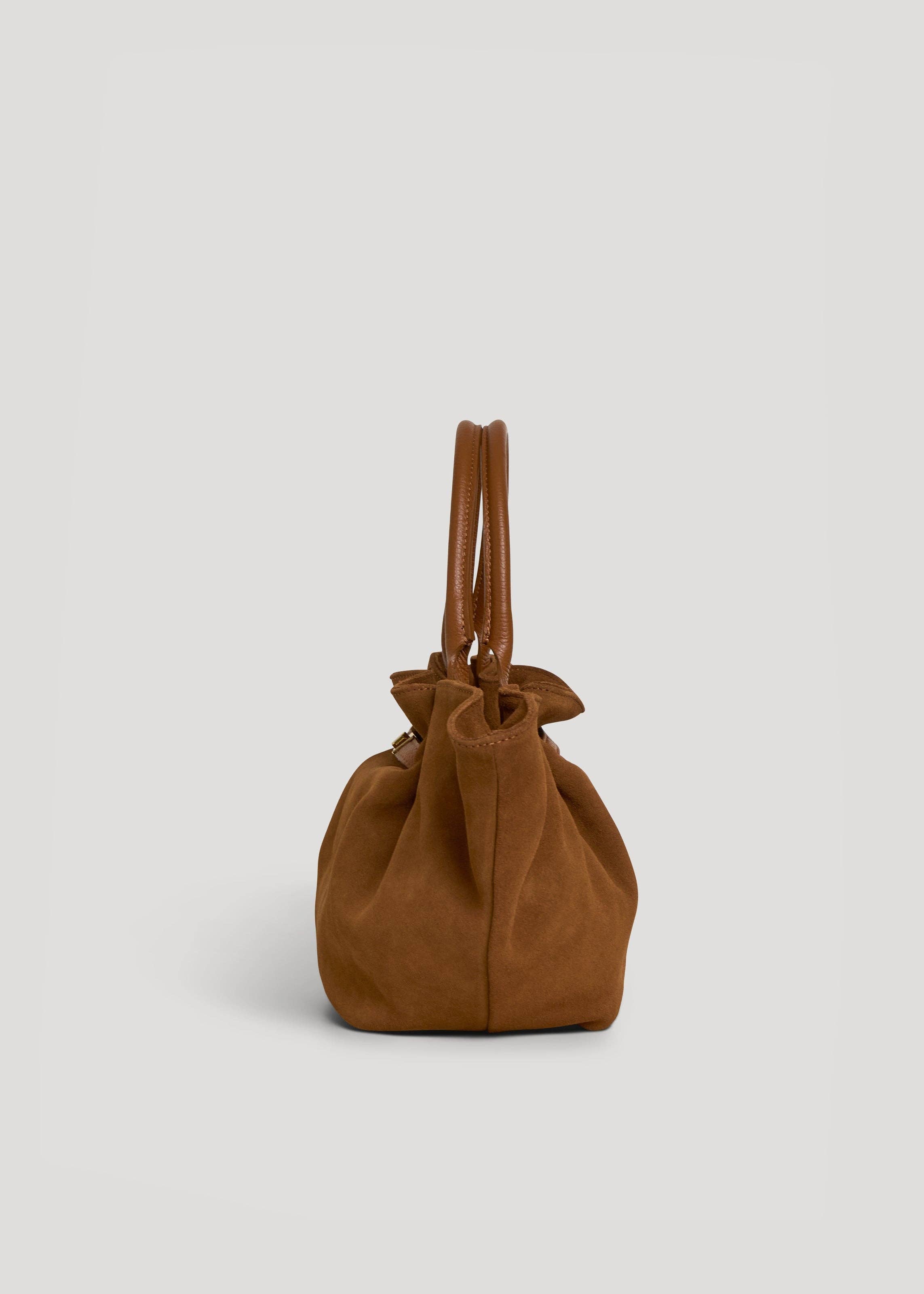 Prestige Milano – wholesale Bärkasse - Dam – Charlène-väska i brun mocka och Togo-läder2