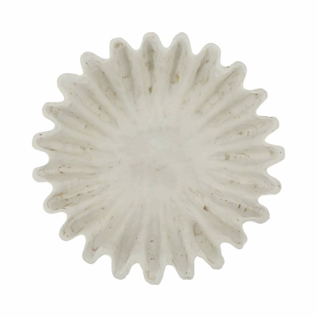 Sagebrook Home - Wholesale Decorative Plate/Dish/Bowl - Decorative Bowl - White Paper Mache Modern Fluted, 13 in.9