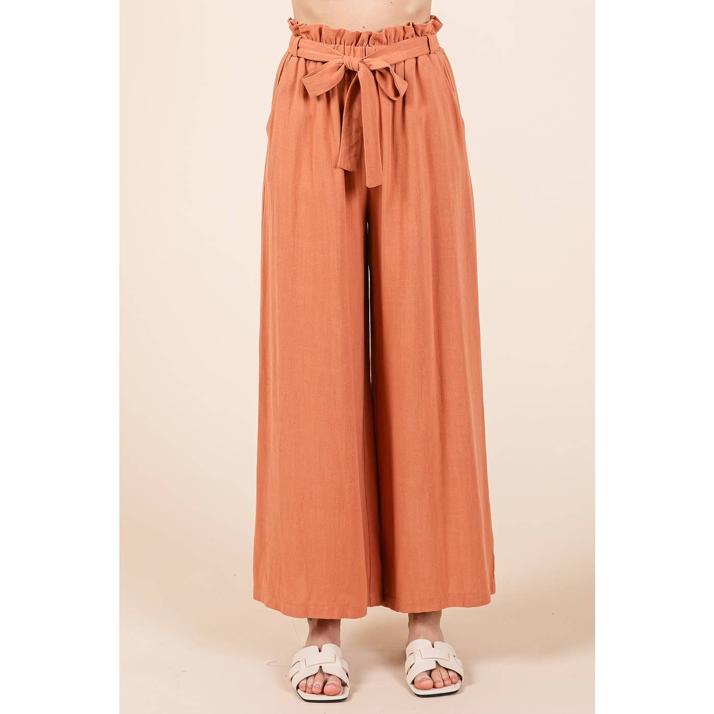 mittoshop - Wholesale Pants - Women's - PAPER BAG TIE DETAIL WIDE LEG PANTS1