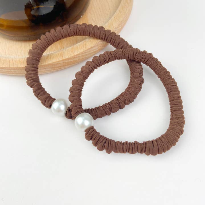 SoapElenGlen - Vendita all'ingrosso Elastico per capelli - Elastico per capelli in gomma tinta unita con perle delicate, 2 pezzi1