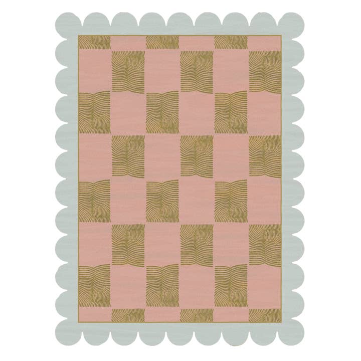 Scalloped Leaf Checker Pastel Hand Tufted Rug for wholesale by Maia Homes