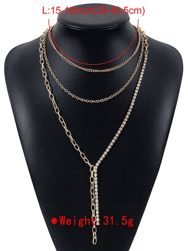 StyleGalX - Vente Sautoir et collier en Y - Chaînes, pierres du Rhin superposées, colliers et accessoires8