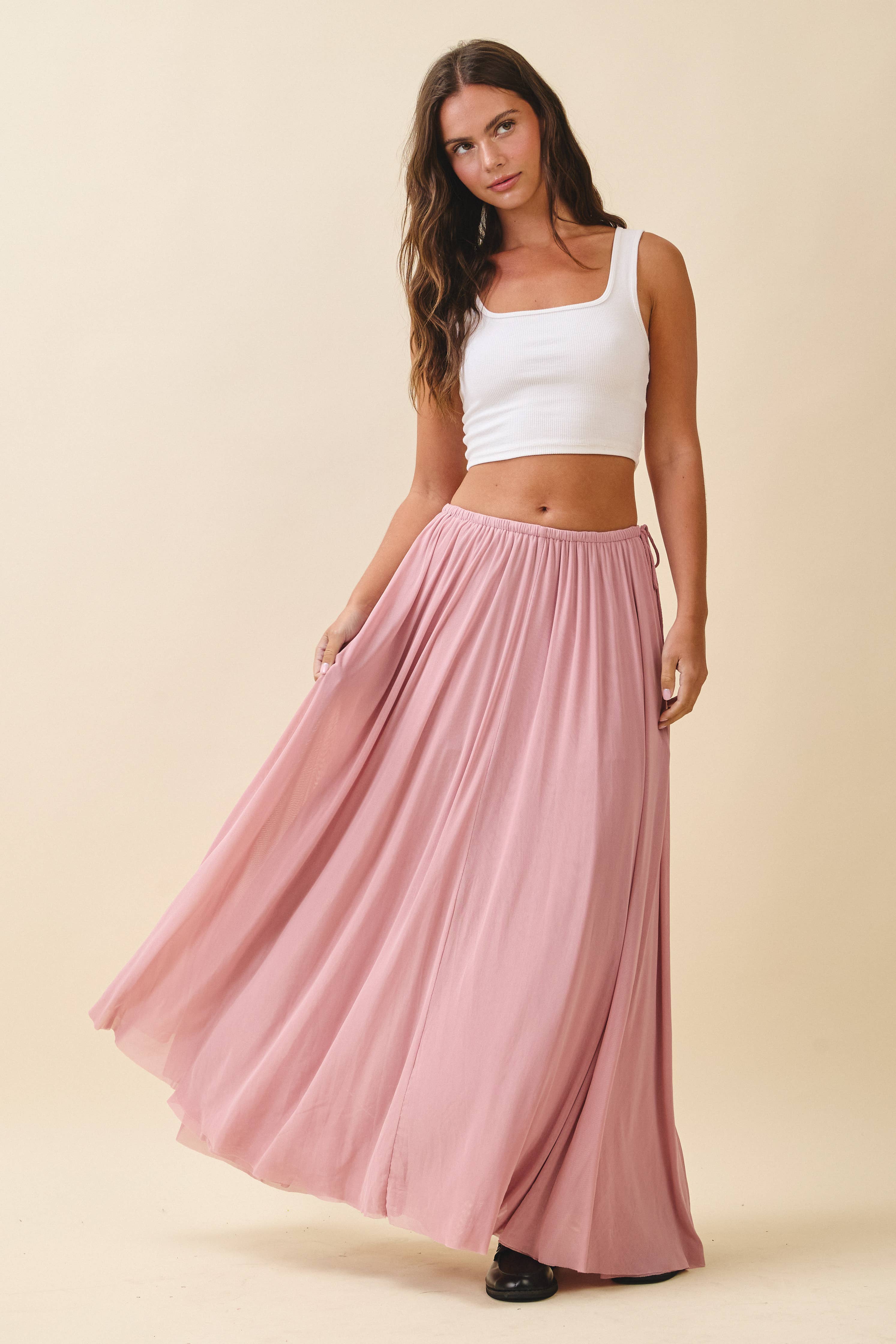 AEMI + CO - Wholesale Skirt - Women's - 7185GK Flowy Mesh Maxi Skirt22