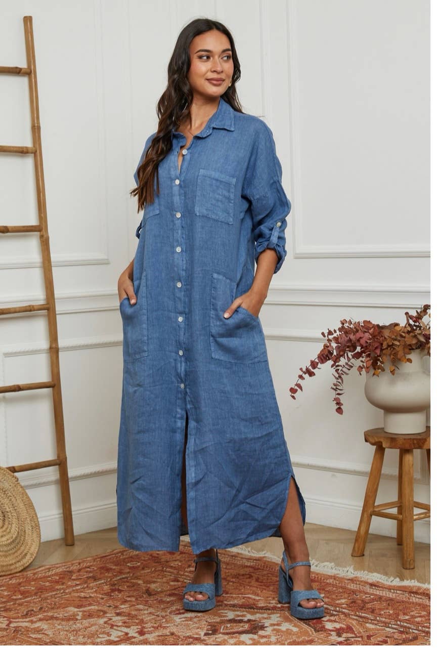 LÉA & LUC - Wholesale Dress - Women's - Long Dresses in 100% Linen REF. 114938