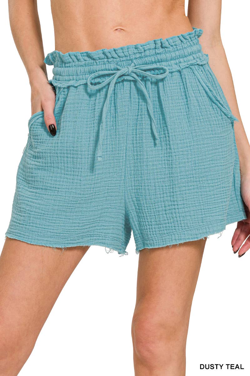 42POPS - Wholesale Shorts - Women's - ",,.._ Double Gauze Drawstring Shorts w/ Pockets4
