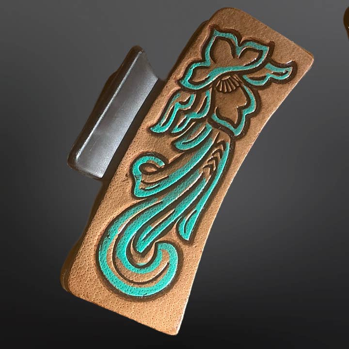 Leather Turquoise Western Claw Hair Clip for wholesale by Westrian International