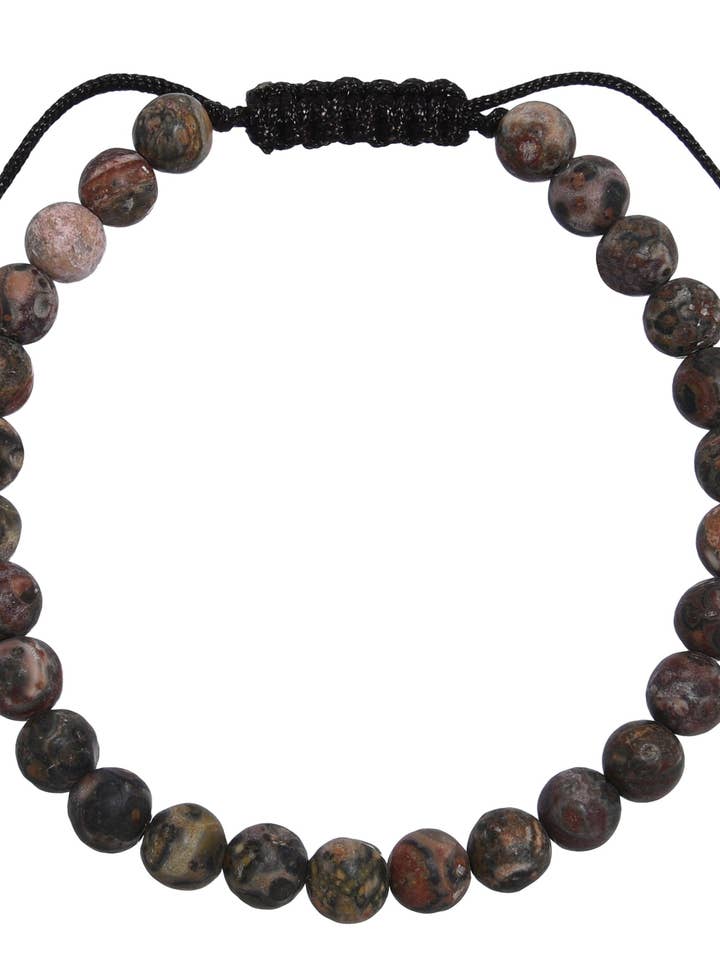 Red Leopard Skin-Matte Stone Braided Shamballa Bracelet B4125-6MM for wholesale by Ole