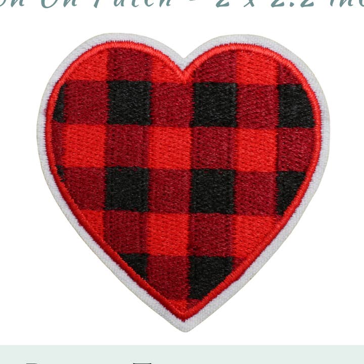 Red Buffalo Heart Embroidered Patch- RTS for wholesale by Beast Threads LLC