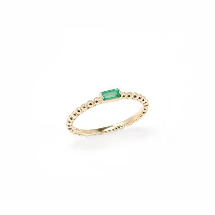 ANZIE - Wholesale Single Stone/Solitaire Ring - Dew Drop Baguette Stackable Ring - Emerald