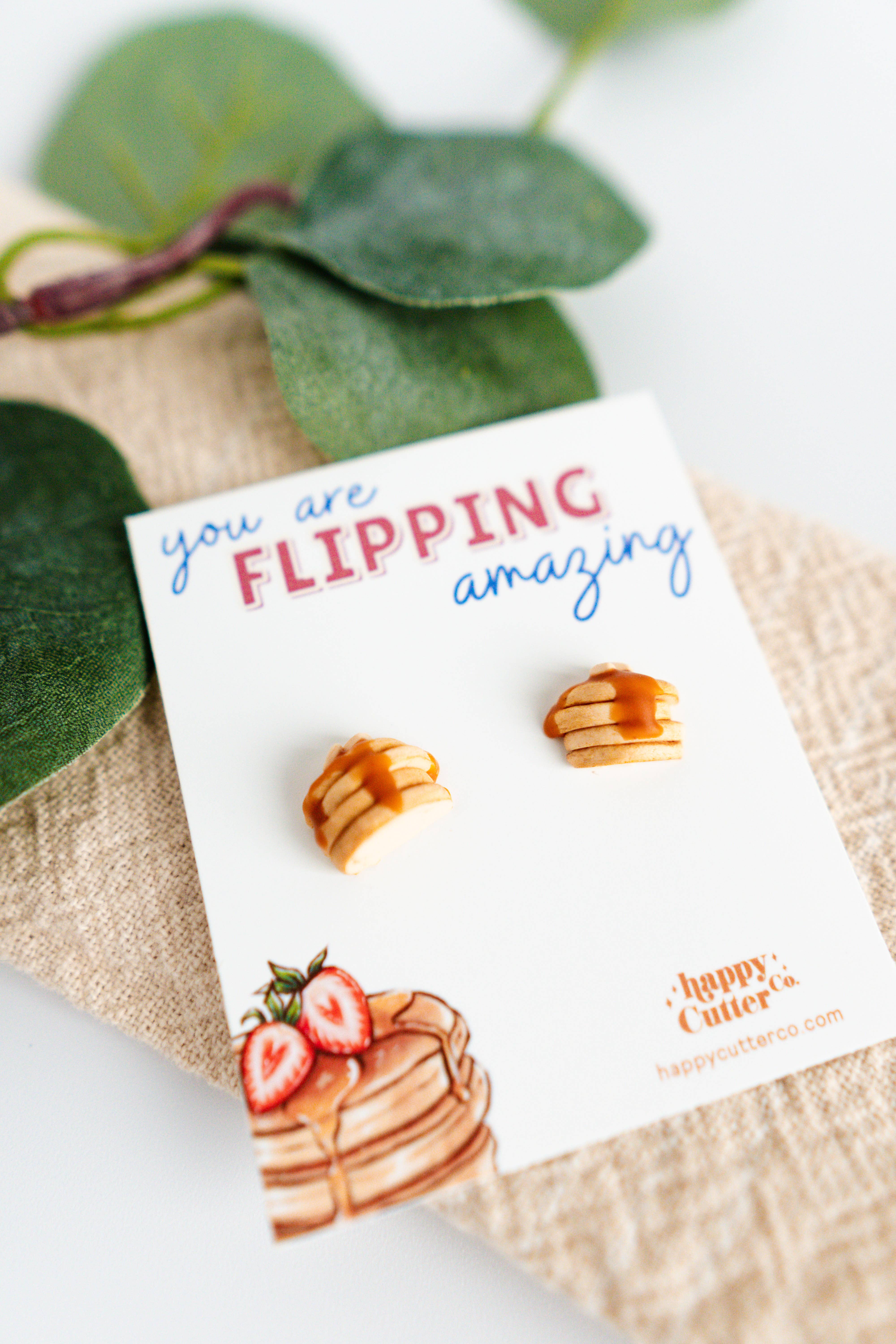 Happy Cutter Co - Wholesale Stud/Post Earrings - Flipping Amazing Pancake Stack Stud Earrings | Foodie Gift3