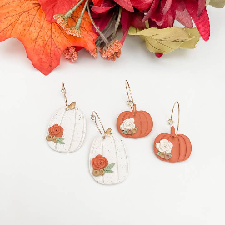 Floral Pumpkin Hoops for wholesale by Elly Marie Jewelry